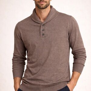 Hugo Boss Taupe Button-Up Sweater